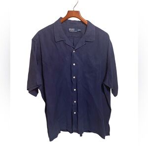 Vintage 90's Polo Ralph Lauren Caldwell Short-Sleeved Open-Collar Linen Silk XXL